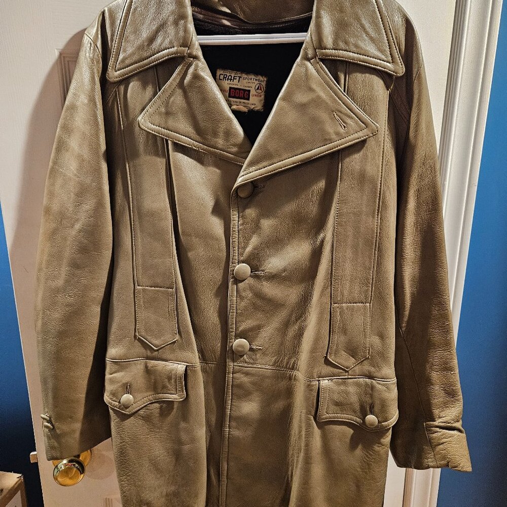 Mens Vintage leather jacket/coat Craft Sportwear Ltd Canada